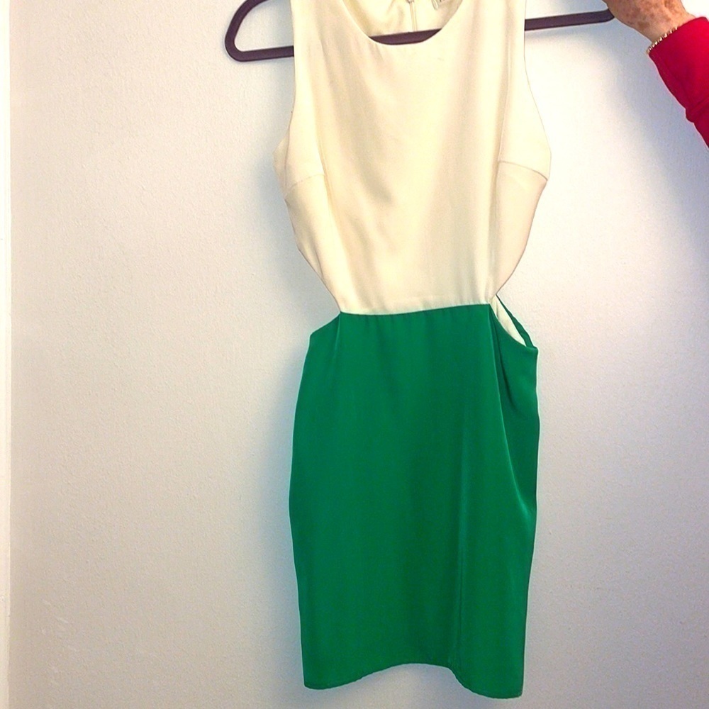 Green & Ivory Dress With Open Sides